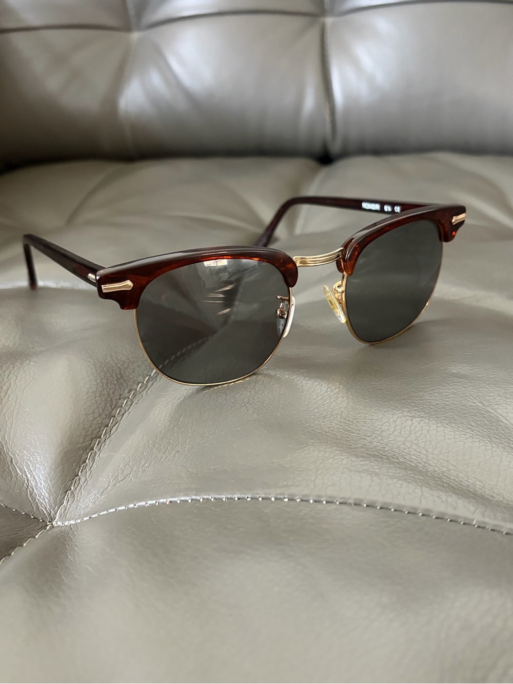 SHURON USA - Ronsir Brown Clubmaster-Style Sunglasses with Dark Lenses 52-22